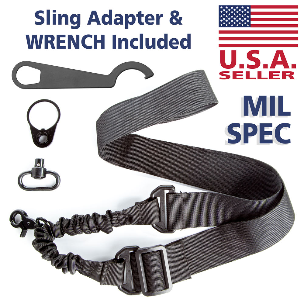 NEW AR Single Point Sling Adapter Plate Mount COMBO Rifle Tactical 15 Bungee 