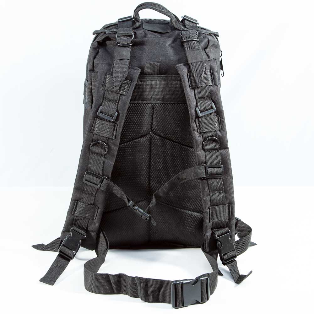 Small Camping Backpack w/FREE LED Headlamp Tactical Black/Tan MOLLE